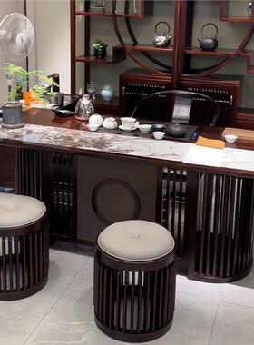 实现代简约茶桌大别墅平层客厅木家用IAW中式乌金新木桌椅组合