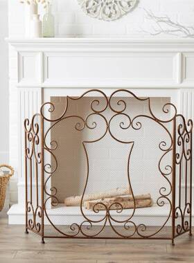 金安色复古重UTY工卷铁装饰铁艺风，屏室内壁客厅炉全隔断屏风