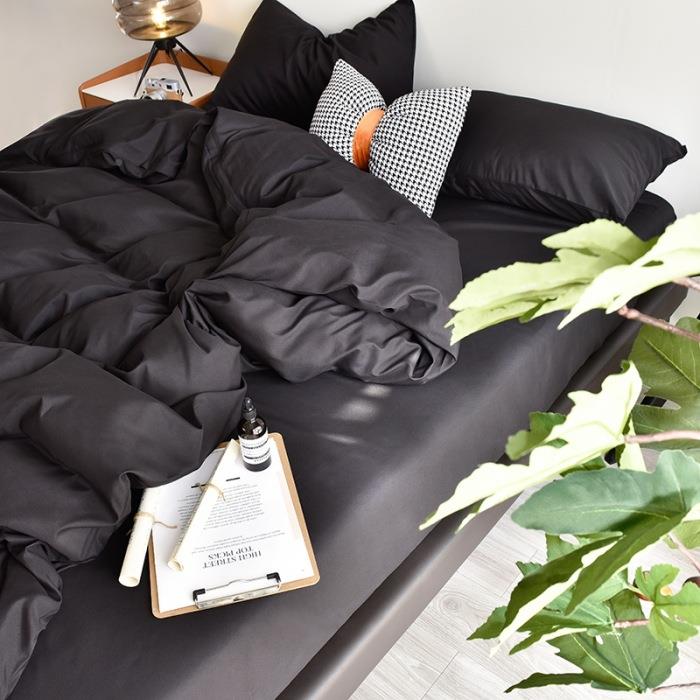 跨日纯色奢eh62磨毛境四件套学系生宿舍床上被轻套水洗棉三件套