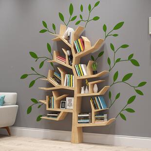 3Y实木树形书架饰置物架儿童树杈墙装壁上隔板创意书挂柜落F76SH6
