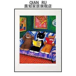 马蒂斯多巴KFR胺通猫咪装 饰卡画奶油风女孩童卧室男客厅玄关壁房