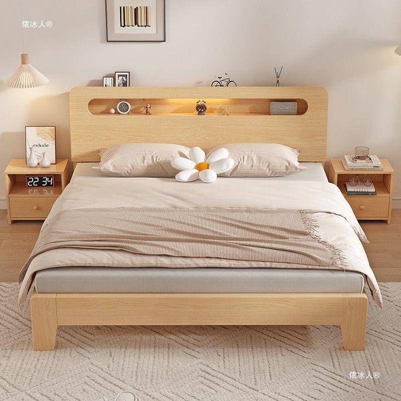 实木床15.米人双人床家用1.18米现代简约出租房经?1济型.2m单床架