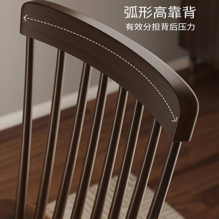 实木餐椅家用简约椅子客餐厅餐桌靠背椅复古休闲胡桃色凳子温莎椅