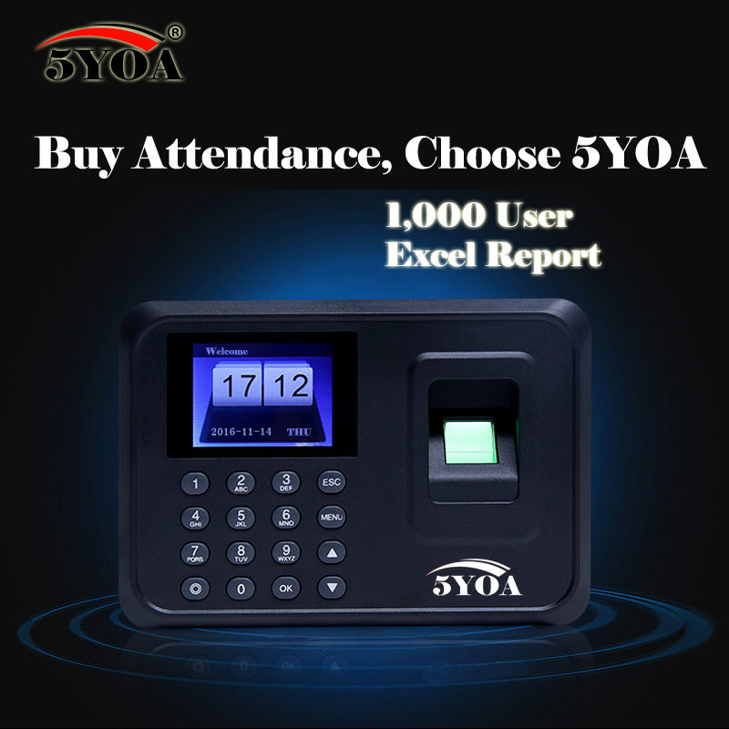 5YOA指纹考勤机A01打卡机指纹式上班签到机 英文机器 English