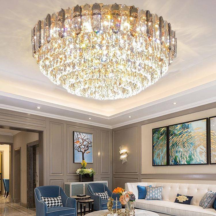 无极调光轻不奢水晶客厅吸ZP-1030顶灯代圆简约led锈钢现形卧室餐