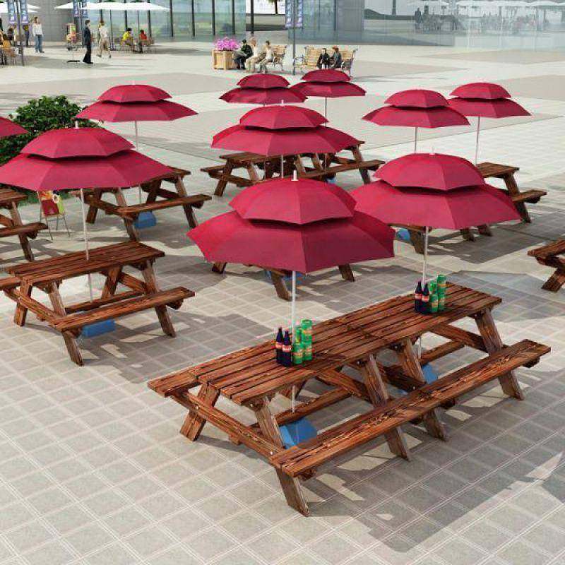 户外防腐碳化桌椅休闲桌椅合阳无品牌/组台外桌椅室带伞公园木连