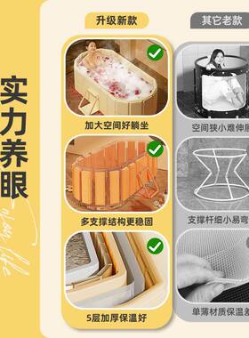 加pvc成人双热人泡澡家用折2r8ad4JP叠便携洗澡桶加长加厚高冷桶