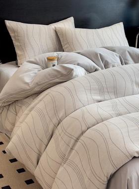 A类三100424z层纱毛四件套提三件2025秋磨冬加厚暖床保单花床笠床