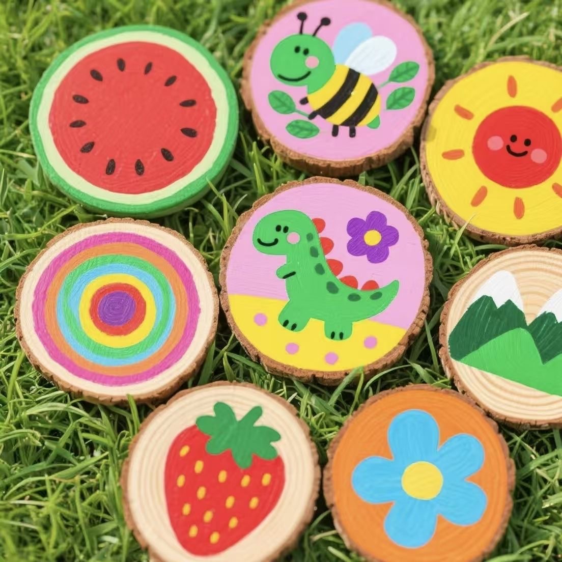 DIY手工创意空白木片冰箱贴