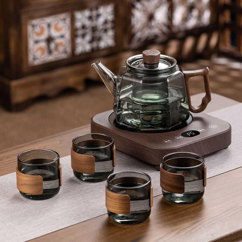 加厚玻璃煮茶壶电陶炉新款2023煮茶器耐热温木把过滤泡茶壶套装