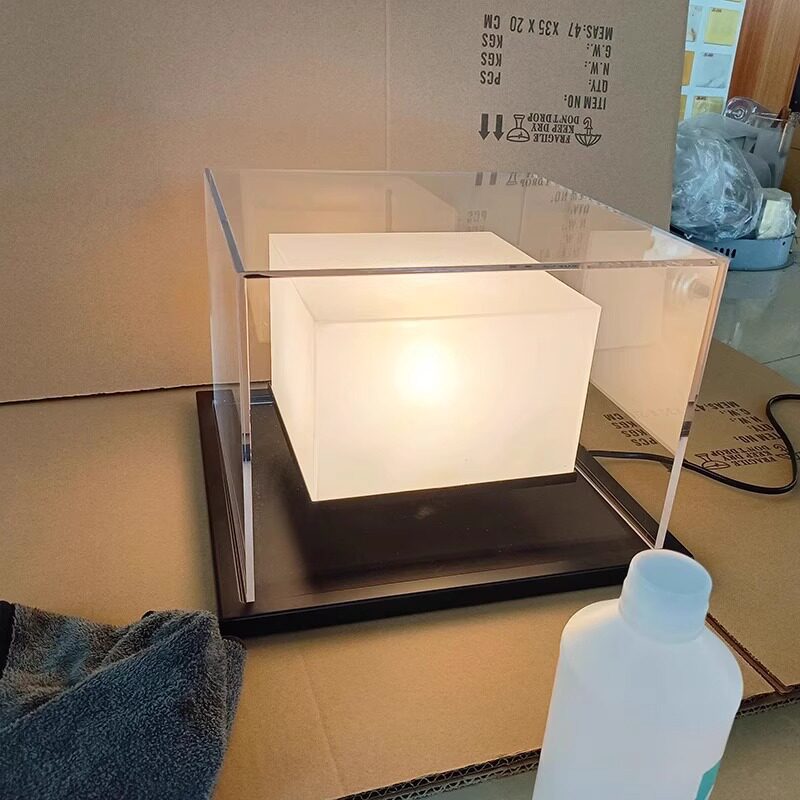 新大堂方形玻璃装饰休息区前台灯户外仿云石柱子装饰高档灯具