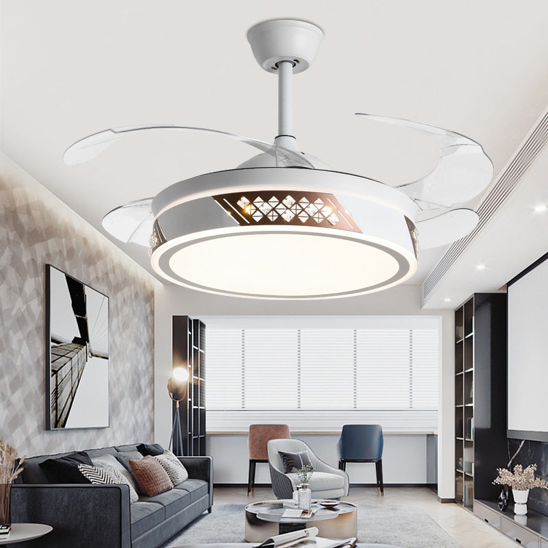 客厅灯隐形风扇灯餐厅吊扇灯现代北欧家用卧室一体带灯电风扇吊灯