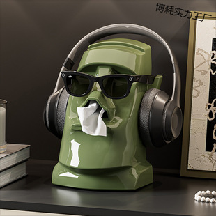 复活石人纸巾客厅纸巾盒餐桌摆件搞怪卧室创意复古个性抽纸盒新款