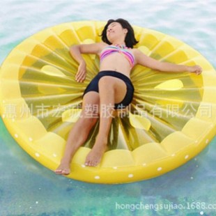 厂家生产销售160CM黄色柠檬充气水上成人浮排浮床