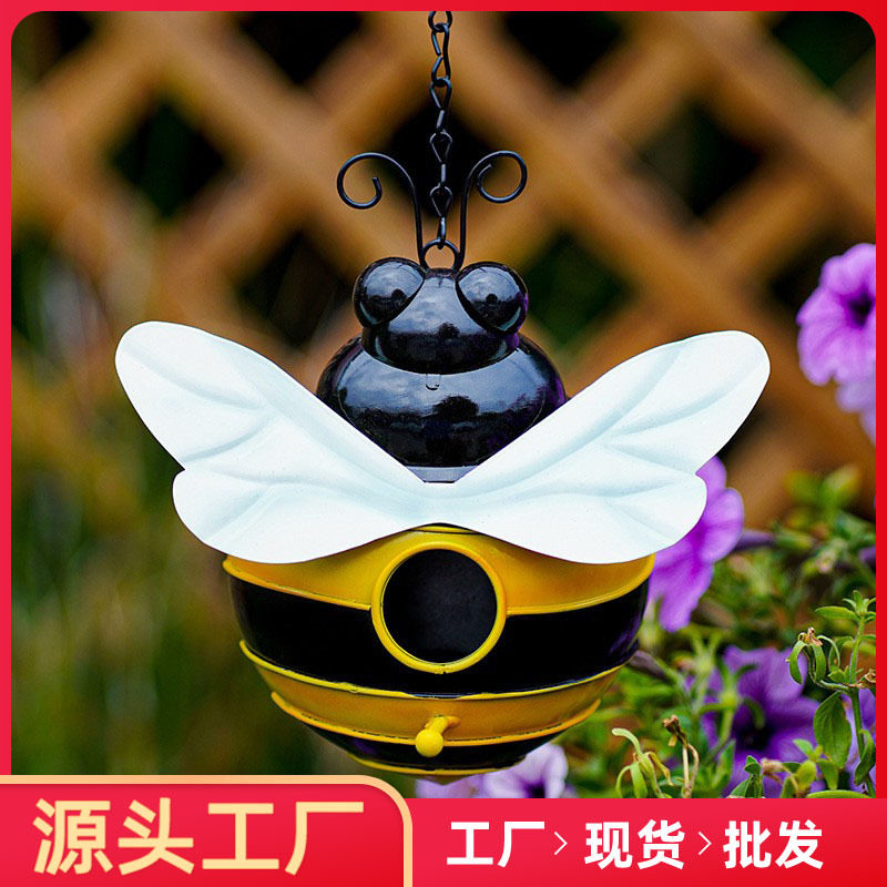 铁件鸟窝鸟屋鸟舍户外悬挂式庭院花园装饰喂鸟器摆件铁件工艺品