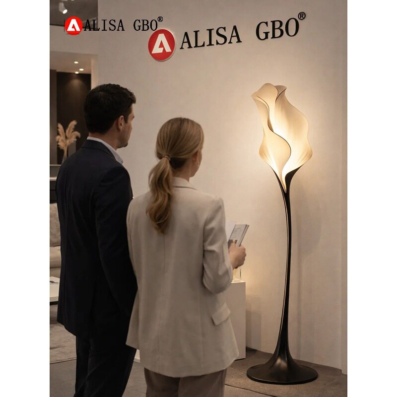 赫本PetalGlow马蹄莲复古落地灯高级客厅设计师氛围落地灯