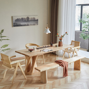 日式风白蜡木原木茶桌原木大板茶几韩式创意茶台民宿实木悬浮茶台