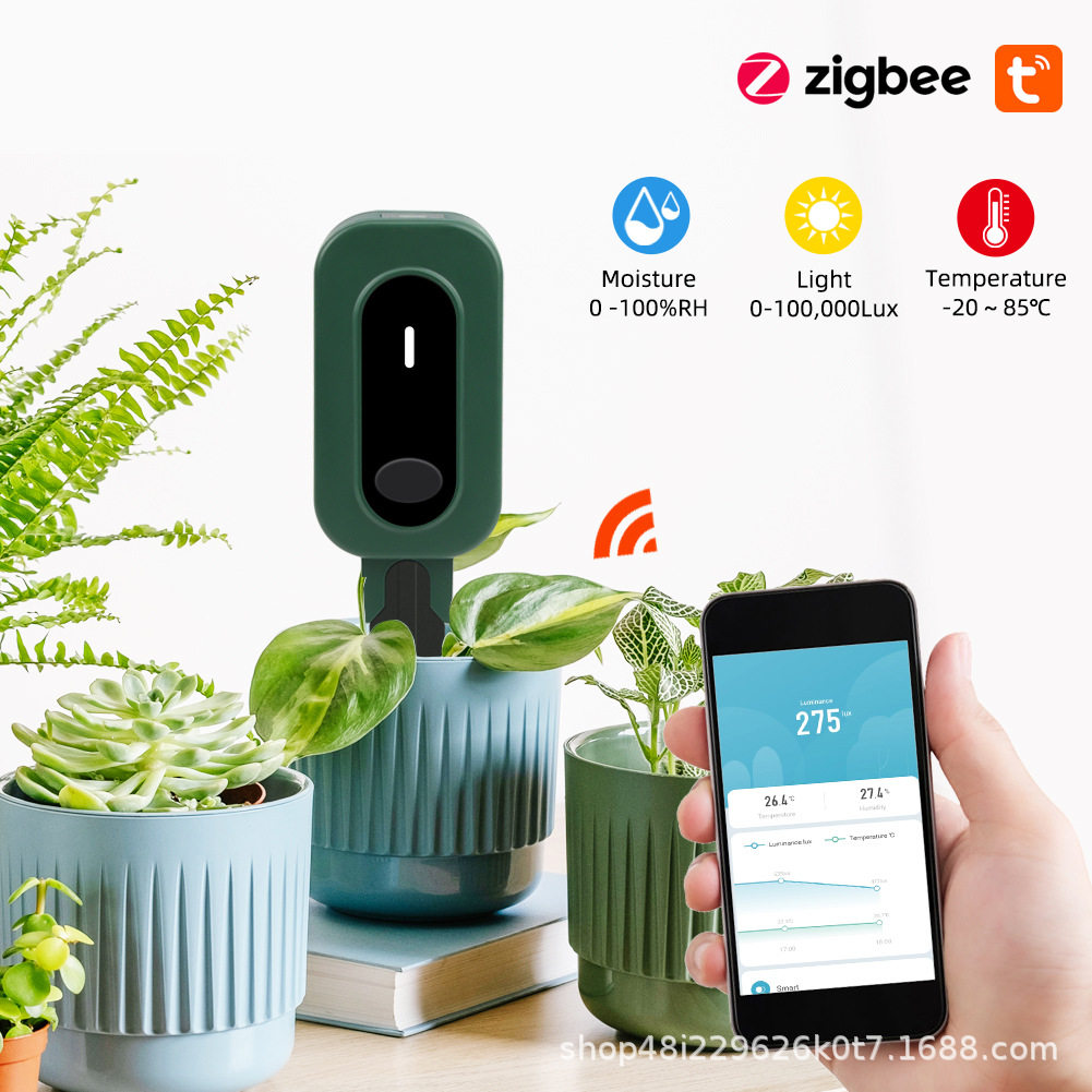 涂鸦ZigBee连接三合一温湿度光照度土壤大鹏种植草坪温湿度检测仪