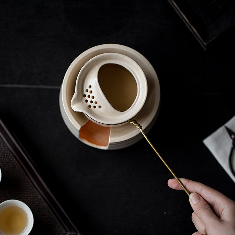 陶瓷煮茶壶侧把过滤温茶壶茶海分茶器苏打釉公杯蜡烛温茶炉