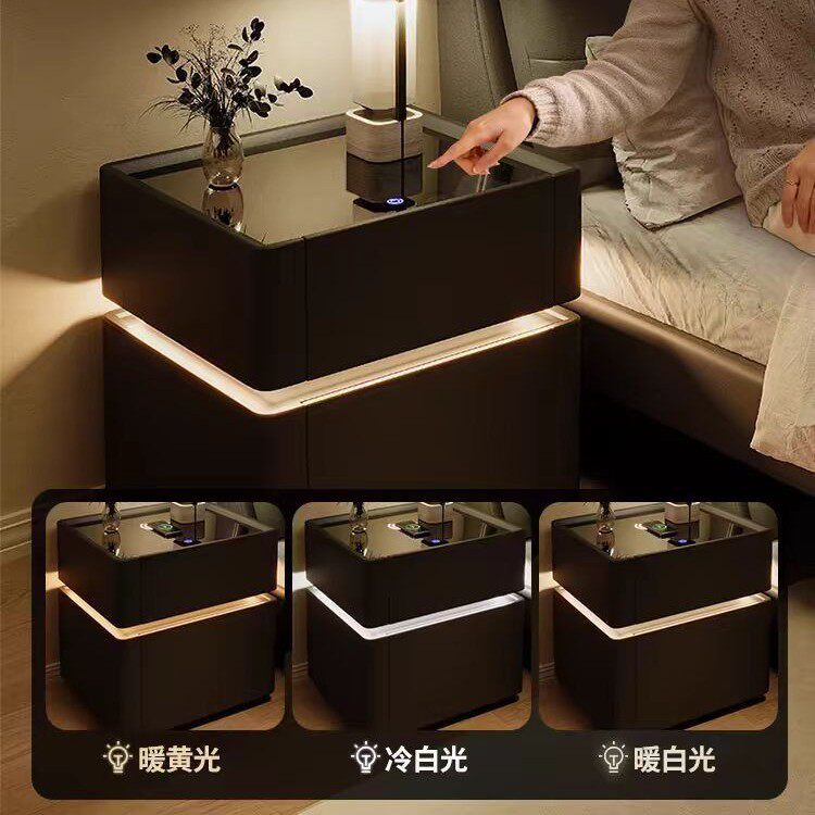 智能床头柜保险箱家用小型保险箱充电收纳卧室多功能保险柜家用