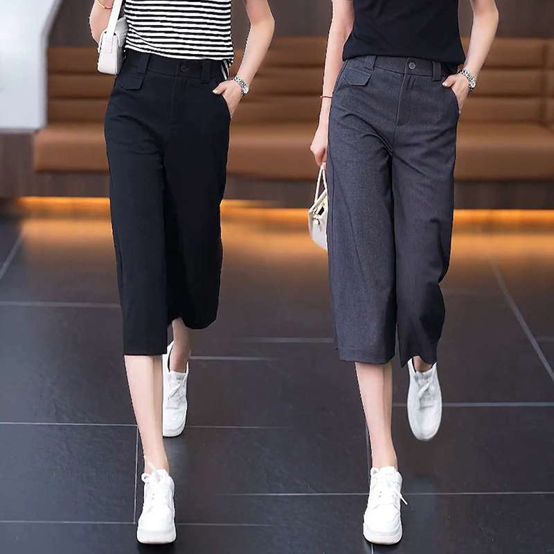 阔腿西装裤女夏季2025新款高腰直筒裤宽松显瘦百搭休闲薄款七分裤