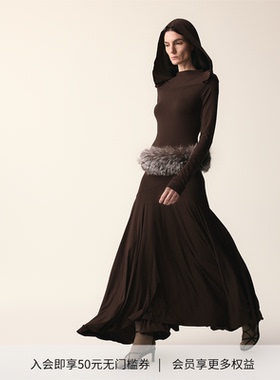 DIONYS*修女堆叠不规则褶皱连衣裙设计感收腰显瘦气质长裙