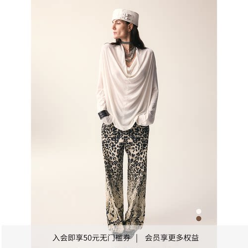 赫拉雕塑感荡领长袖T恤