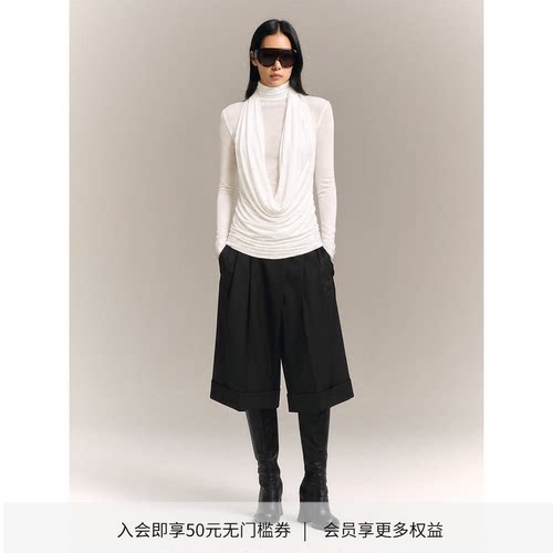 DIONYS*赫拉荡领假两件高领羊毛长袖T