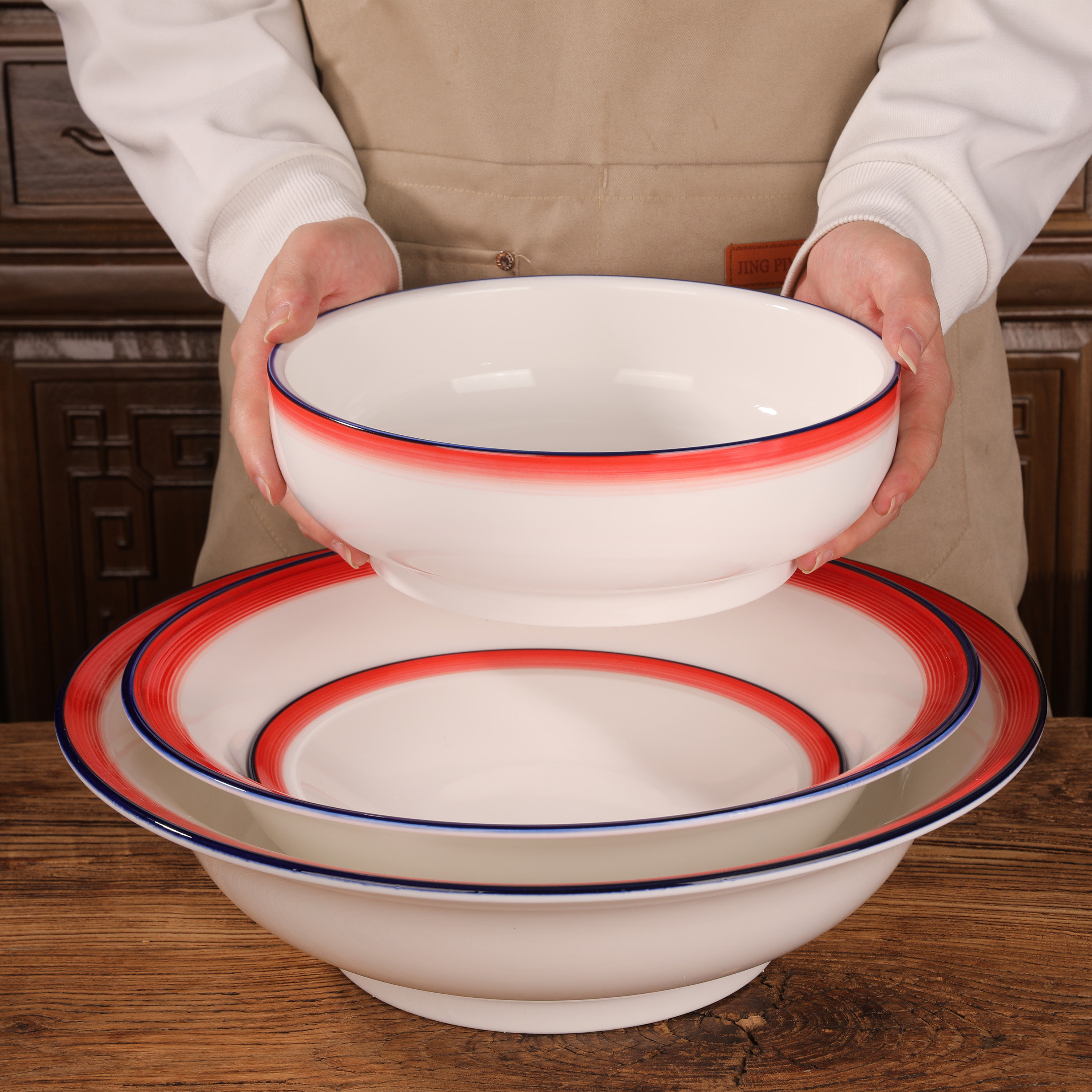 湘味土菜馆专用加厚高脚汤碗商用农家乐怀旧风釉下彩陶瓷餐具,餐饮具,碗,淘宝优惠券,粉丝福利购,淘宝优惠卷