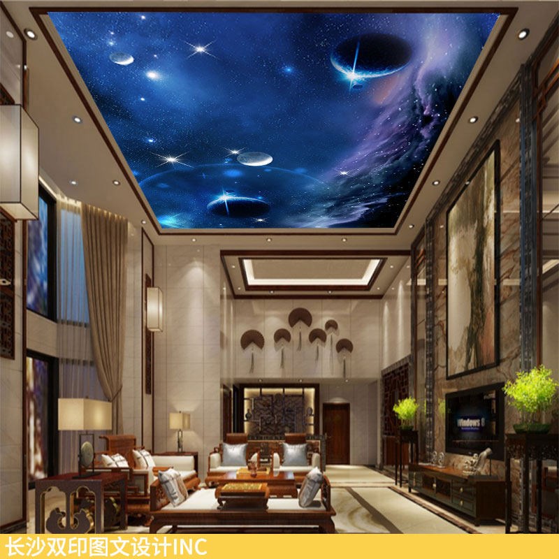 速发星空星球图球吊顶壁纸幼儿园航天科幻知识背景装饰画银河星系