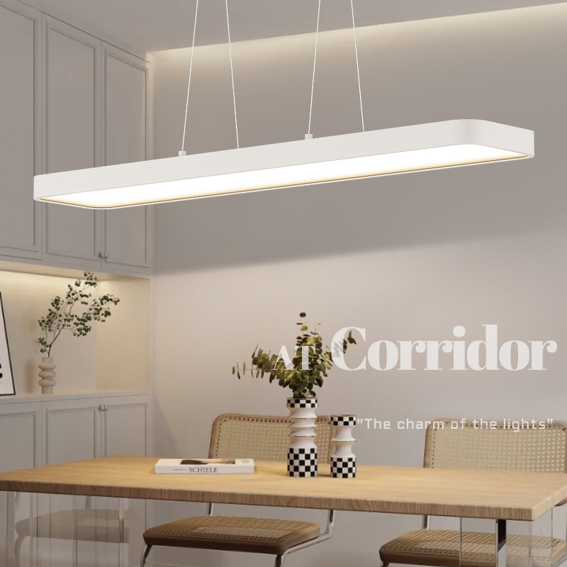 速发极灯一字吊灯简约2024年新款奶油风餐桌简长护条眼餐厅吊灯