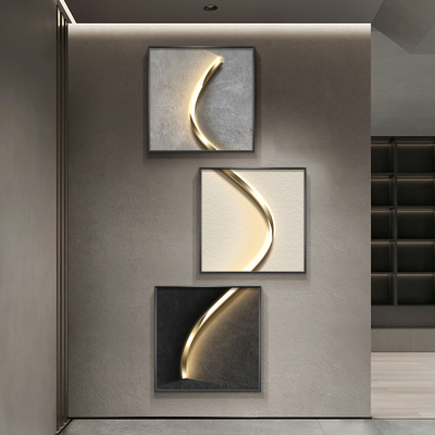 速发轻奢廊关装饰画意玄极简高级感走式过道挂画客厅肌理三联壁画