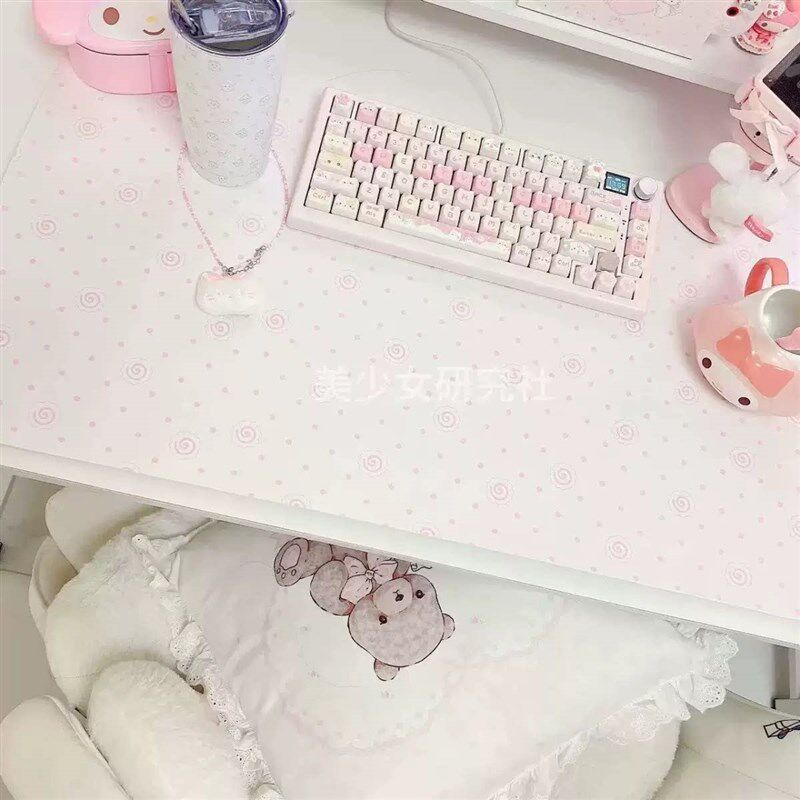 速发少心可爱简约鱼板皮革粉色桌垫办公桌可爱防水防滑学生餐垫