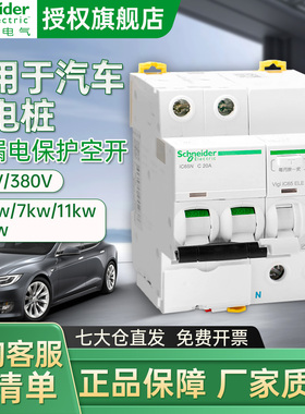 施耐德电动汽车充电桩特斯拉小鹏比亚迪空气开关漏保220v11kw21kw
