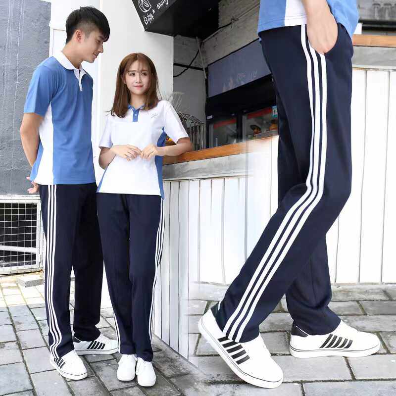 校服裤子二三条杠藏青色夏季校裤图片