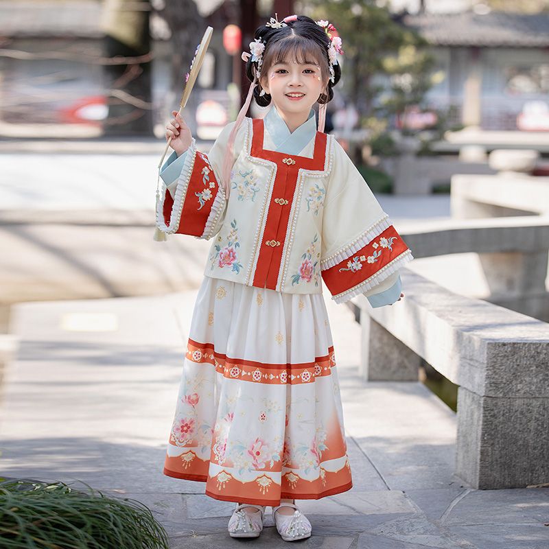 儿童女童汉服春秋款2023新款明制古风超仙古装高端改良小女孩唐装