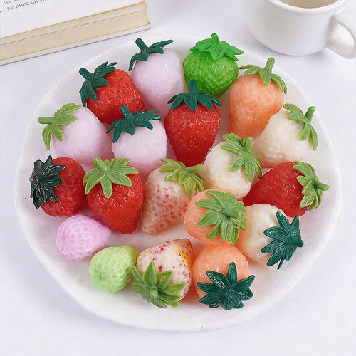迷你仿真草莓 PVC 立体食玩配件微缩景观娃娃屋 DIY 手工装饰道具