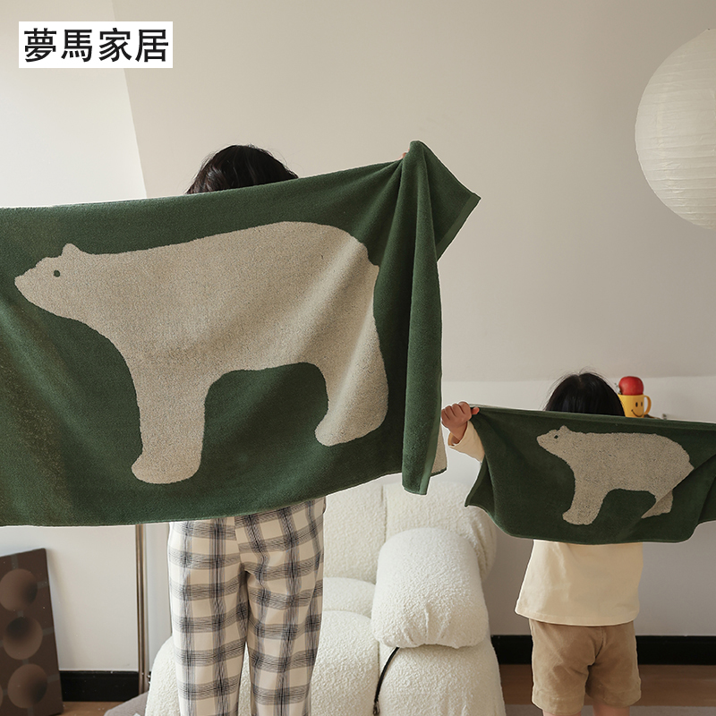纯棉北极熊色织全棉毛巾 A类宝宝儿童洗脸洗澡面巾方巾浴巾不掉毛