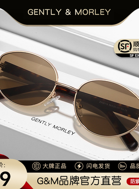 港风墨镜女款高级感2024新款金属小脸椭圆形复古小框茶色太阳眼镜