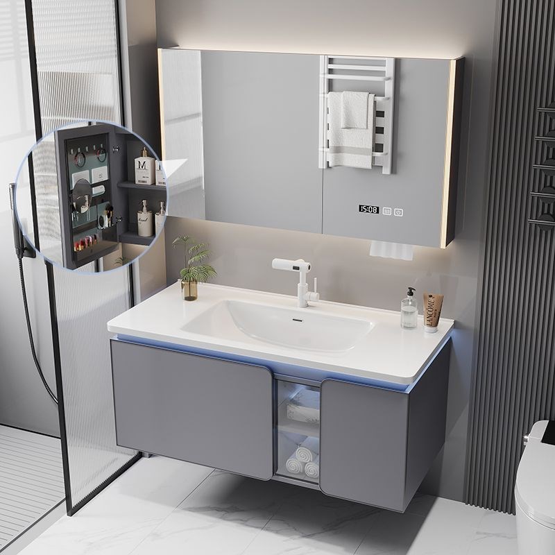 爱马灰2024新款浴室柜组合肤感一体盆卫生间洗脸盆洗漱台洗手盆
