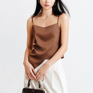 珠光肌理感 仿醋酸 前片双层可调节肩带 斜裁缎面吊带 偶得法式