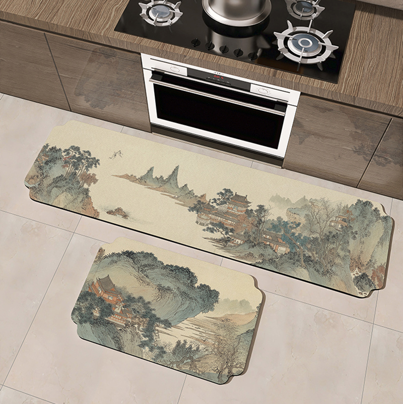 中国风厨房地垫家用脚垫中式门入口耐脏防滑吸水防油可擦免洗地毯