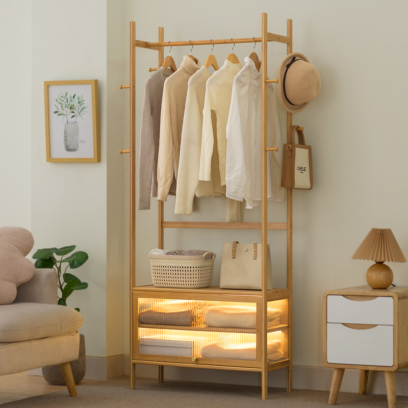 衣帽架落地卧室内置物客厅挂衣服架子家用立式玄关入户简易挂包架