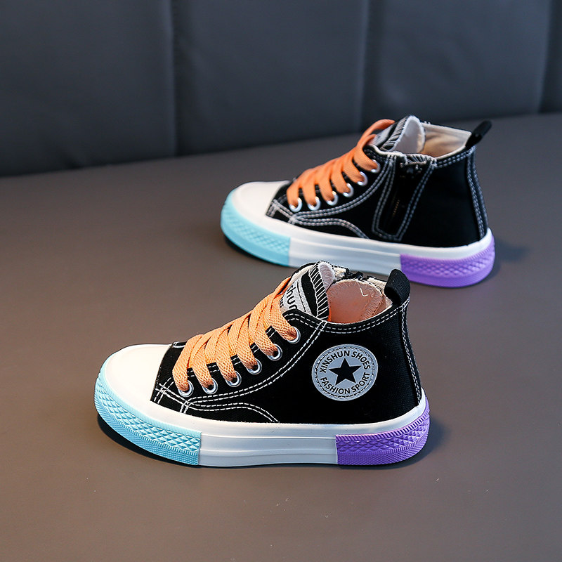 儿童帆布鞋女童高帮鞋春季新款男童鞋子透气软底布鞋春秋款板鞋潮,童鞋/婴儿鞋/亲子鞋,帆布鞋,淘宝优惠券,粉丝福利购,淘宝优惠卷