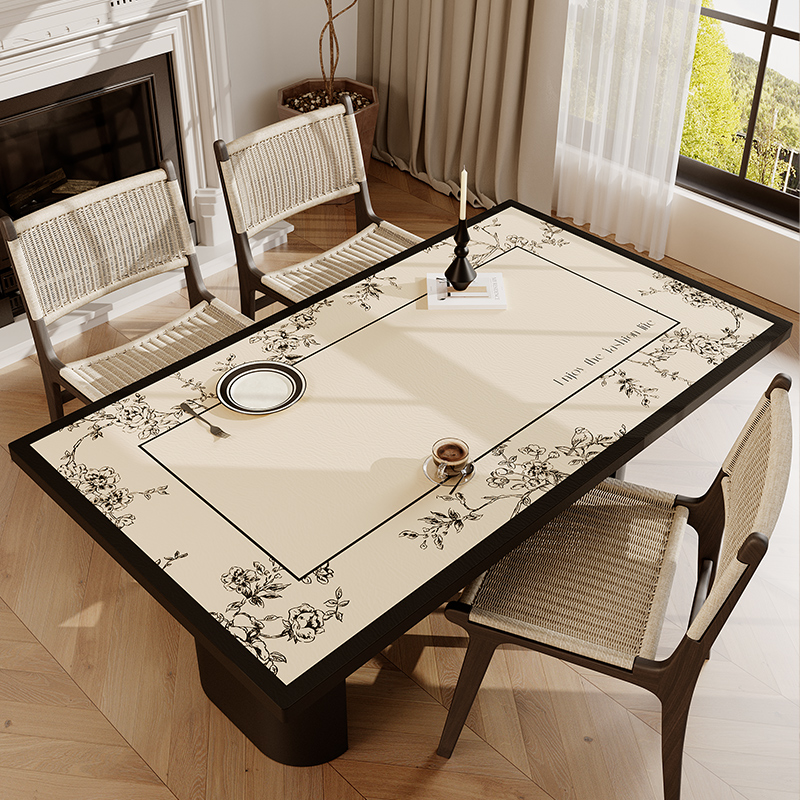 中式复古风皮革桌布防油防水免洗防烫餐桌垫茶几布餐桌台布桌面垫