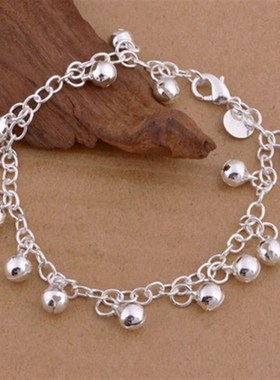 新年礼物925银色多铃简单手镯女性甜蜜民族时尚珠宝生日日韩产品1