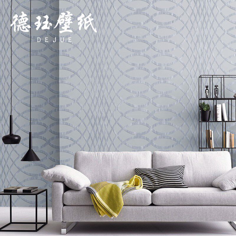 现代现代灰色曲线条纹墙纸北欧高档客厅卧L室背景墙壁纸家用轻奢