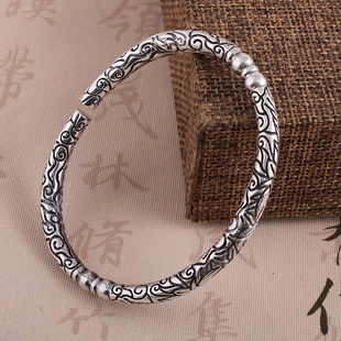 990纯银老九门手镯双响单响复古佛爷男士女款环手环开口民族风