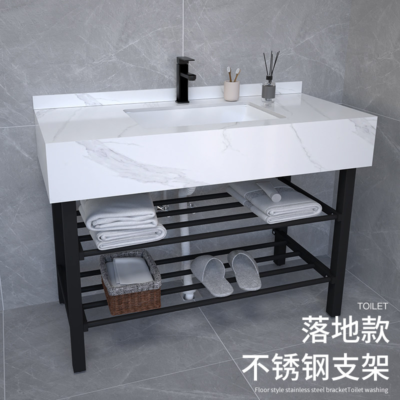 简易落地不锈钢洗k手盆支撑架化妆室洗漱大理石陶瓷一体洗脸盆支