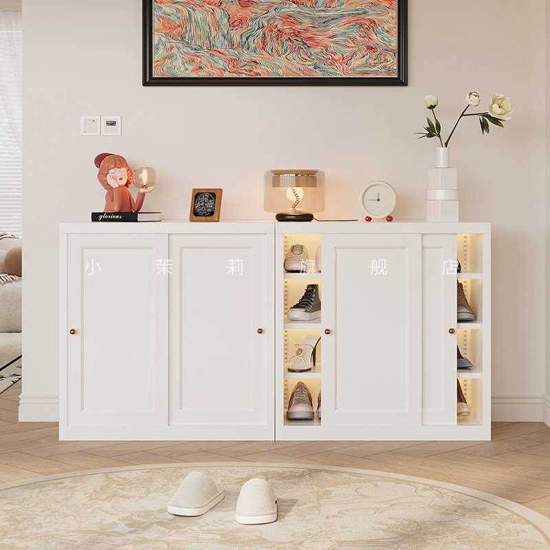 新款钢制阳台推拉门鞋柜家用门口省空间户外储物柜子防潮收纳鞋架